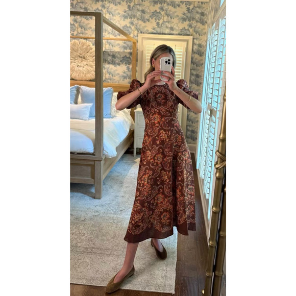 Alemais Seraphina printed linen midi dress US 6 - Picture 11 of 11